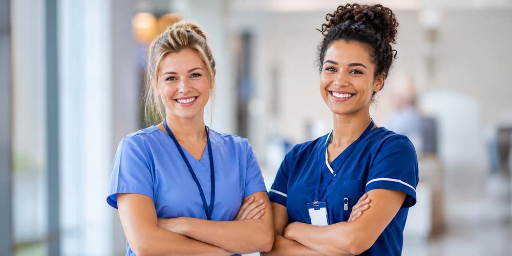 A nursing professional being interviewed by a nursing job interview panel 